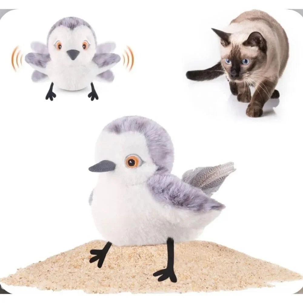 Potaroma Flapping Chirping Sandpiper Interactive Cat Toy And Catnip Pouch